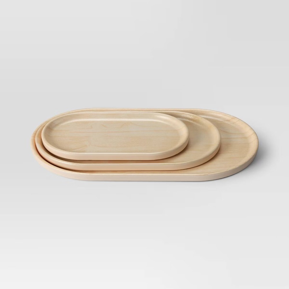 Room Essentials 3pk Bamboo Melamine Printed Trays NEW